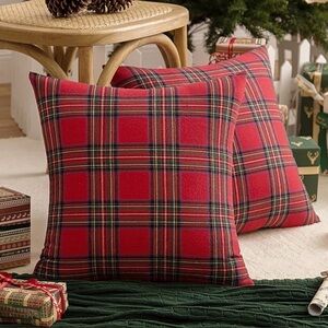 Pair of 18x18 Ralph Lauren Inspired Christmas Tartan Plaid Pillow Covers